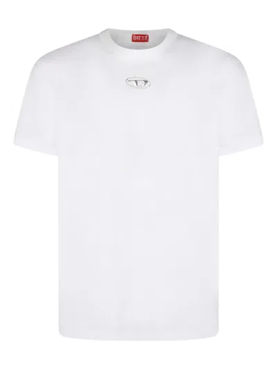 Diesel T-shirt Con Logo Oval D In Metallo In Multi