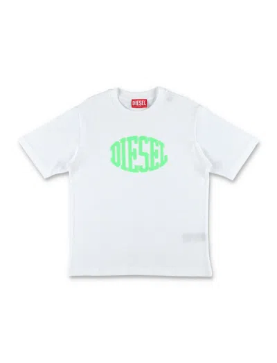 Diesel Kids' Tmust Logo-print T-shirt In Bianco