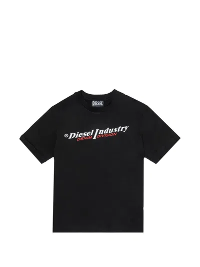 Diesel Kids' Logo Tadenop T-shirt In Black