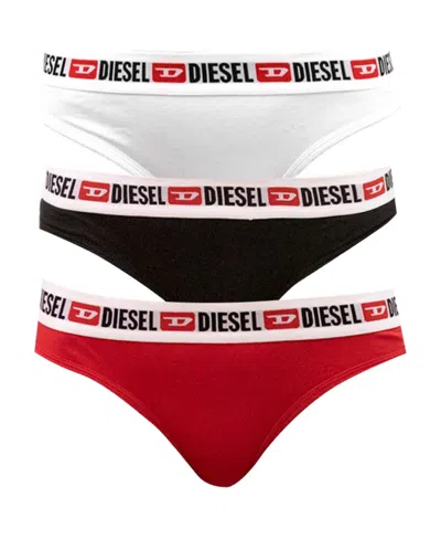 Diesel Logo-tape Three-pack Thong In White