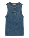 Diesel M-anchor-a-sl Ribbed Cotton Tank Top In Blue