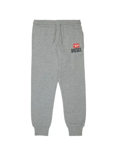 Diesel Kids' Logo Track Pants In Gray