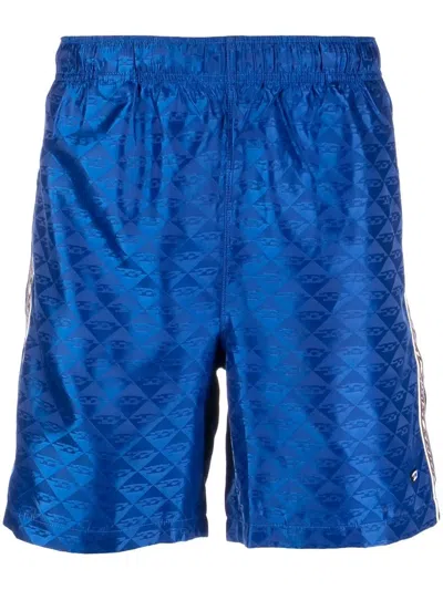 Diesel Logo Track Shorts In Blue