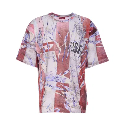 Diesel Multicolor T-shirt With Faded Logo On The Front And Back
