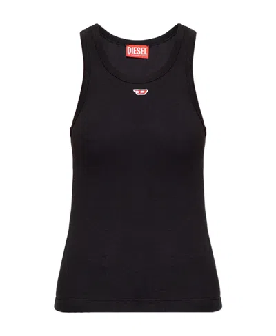 Diesel Tank Top With Embroidered D Patch In Nero
