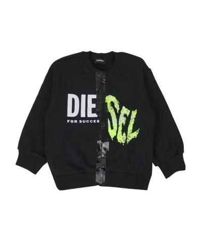 Diesel Logo Vintage Pullover In Black