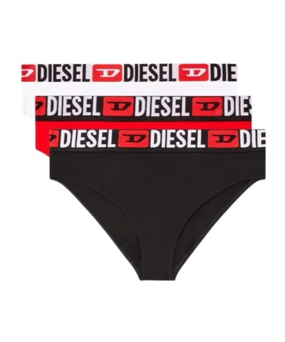 Diesel Three-pack Briefs With Maxi-logo Waist In Multicolor