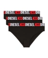 Diesel Three-pack Briefs With Maxi-logo Waist In Black