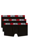 Diesel Logo-waistband Boxer Briefs (pack Of Three) In Black