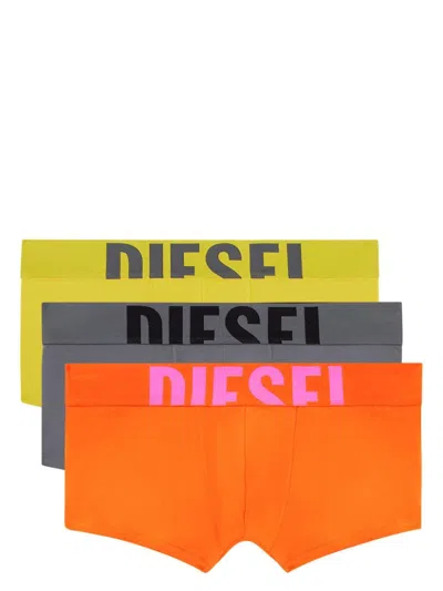 Diesel Logo-waistband Boxer Briefs (pack Of Three) In Orange