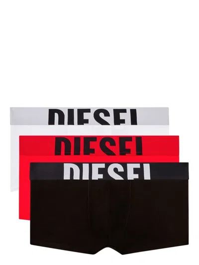 Diesel Logo-waistband Boxer Briefs (pack Of Three) In Red
