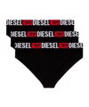 Diesel Three-pack Briefs With Maxi-logo Waist In Black