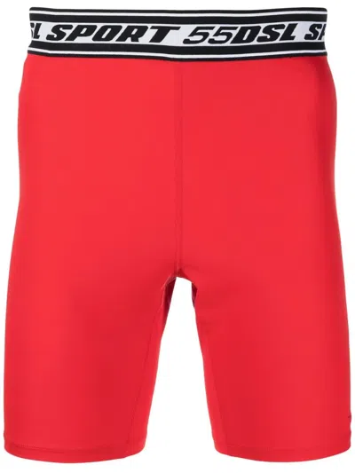 Diesel Logo-waistband Cycling Shorts In Rot