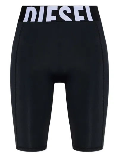Diesel Logo-waistband Shorts In Black