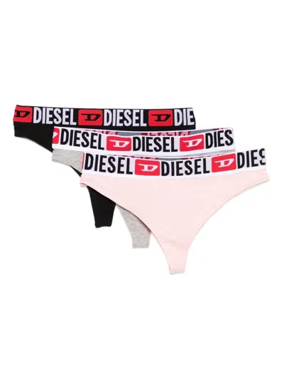 Diesel Logo-waistband Thong (pack Of Three) In Multi