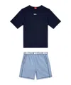 Diesel Logo-detail Check-pattern Pajama Set In Blue