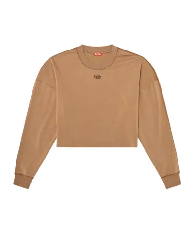 Diesel Logo-detail Cropped Sweatshirt In Brown