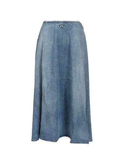 Diesel Logo-detail Denim Midi Skirt In Blue