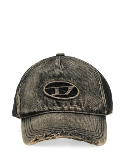 Diesel Logo-detail Destroyed Denim Baseball Cap In Multi