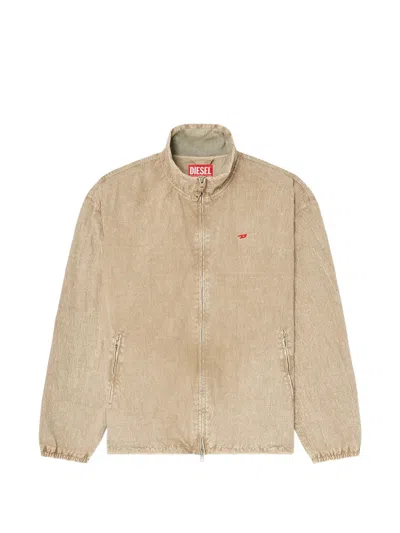 Diesel Nylon Jacket Shirt Collar Long Sleeves In Neutral