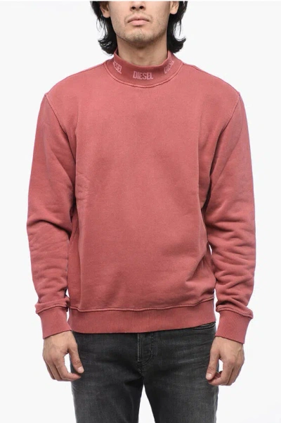 Diesel Logoed S-noris-jac Half Turtleneck Sweatshirt In Red