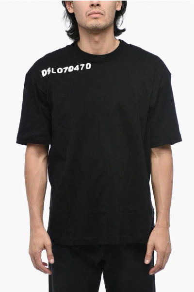 Diesel Logoed T-wash-l14 T-shirt With Moon Print In Black