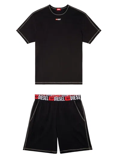 Diesel Logo-embellished Cotton T-shirt In Black