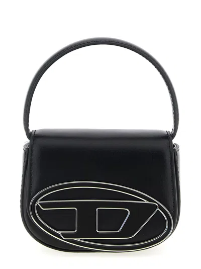 Diesel Logo-embellished Leather Shoulder Bag In Black