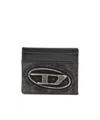 Diesel Logo-embossed Card Case In Gray