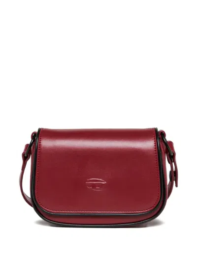 Diesel Kids' Logo-embossed Flap Shoulder Bag In Red