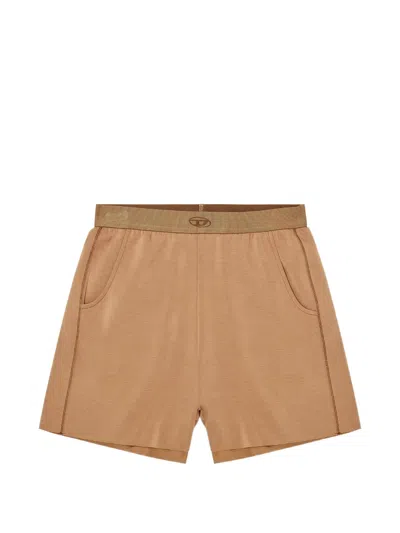 Diesel Logo-embossed Shorts In Brown