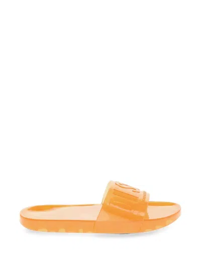 Diesel Logo-embossed Slides In Orange