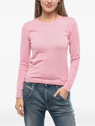Diesel Logo-embroidered Crew Neck Sweater In Black