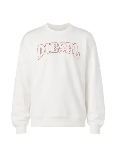 Diesel Logo-embroidered Crew-neck Sweatshirt In White