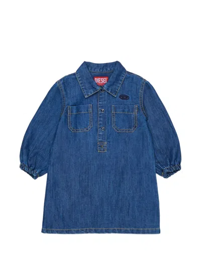Diesel Babies' Logo-embroidered Denim Dress In Multi