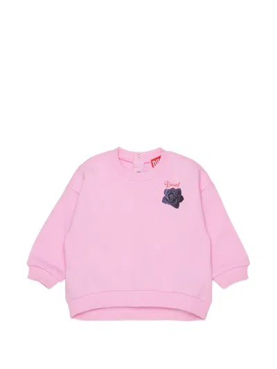 Diesel Babies' Logo-embroidered Floral-motif Sweater In Pink