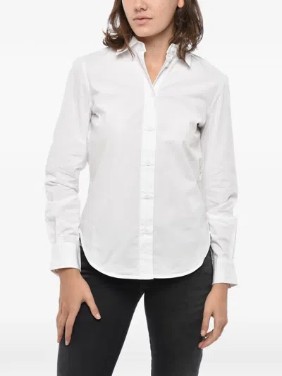 Diesel Logo-embroidered French-collar Shirt In White