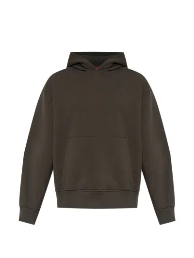 Diesel Logo-embroidered Hoodie In Brown