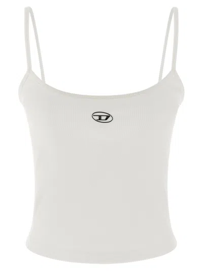 Diesel Logo-embroidered Ribbed Tank Top In White
