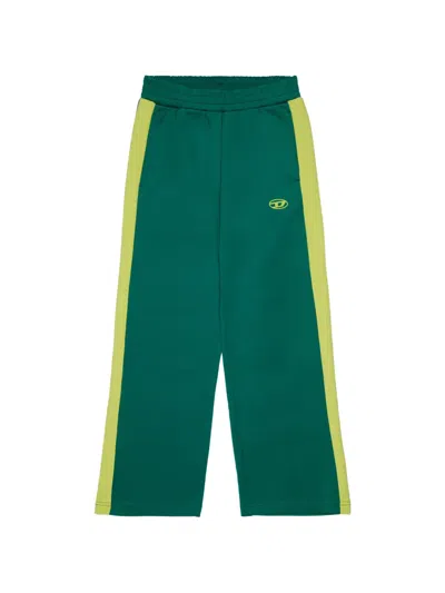 Diesel Kids' Logo-embroidered Side-stripe Track Pants In Green