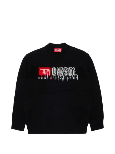 Diesel Kids' Logo-embroidered Sweater In Black