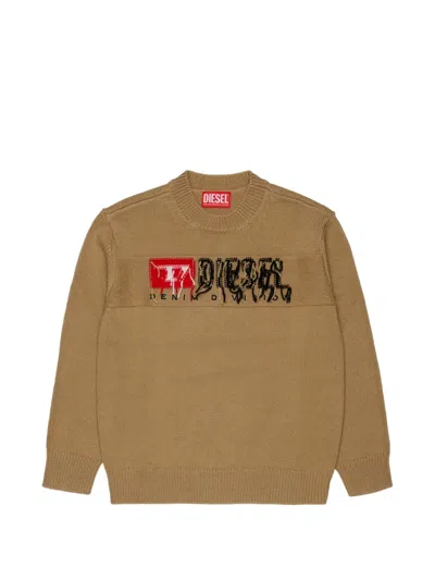 Diesel Logo-embroidered Sweater In Neutral