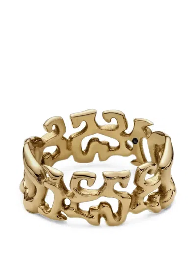 Diesel Logo-engraved Band Ring In Gold