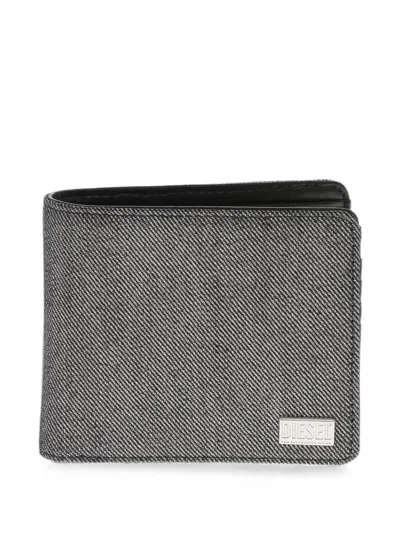 Diesel Logo-patch Bifold Wallet In Gray