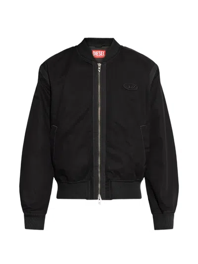 Diesel Logo-patch Bomber Jacket In Black