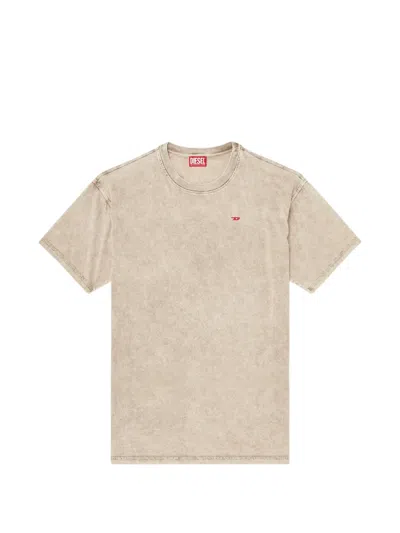 Diesel Logo-patch Cotton T-shirt In Neutral