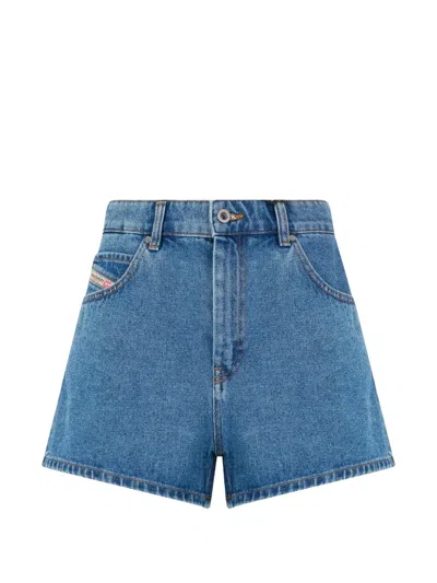 Diesel Logo-patch Denim Shorts In Blue