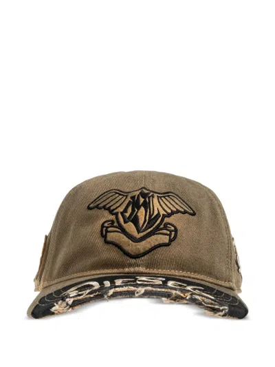 Diesel Logo-patch Distressed Baseball Cap In Green