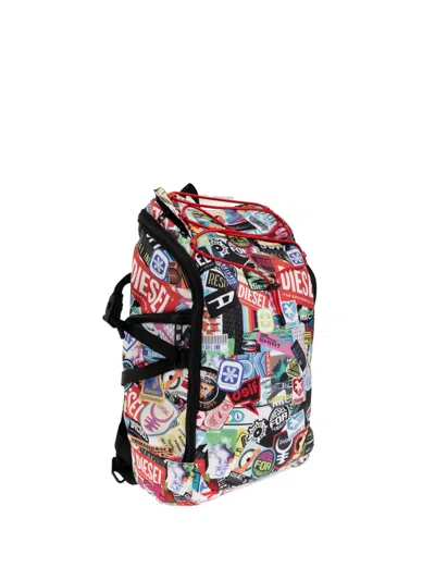 Diesel Logo-patch Drawstring Backpack In Red