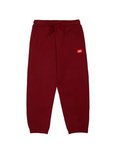 Diesel Kids' Logo-patch Drawstring Trousers In Red